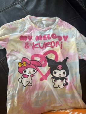 Sanrio My Melody & Kuromi Tie-Dye Tee in Pink and Cream